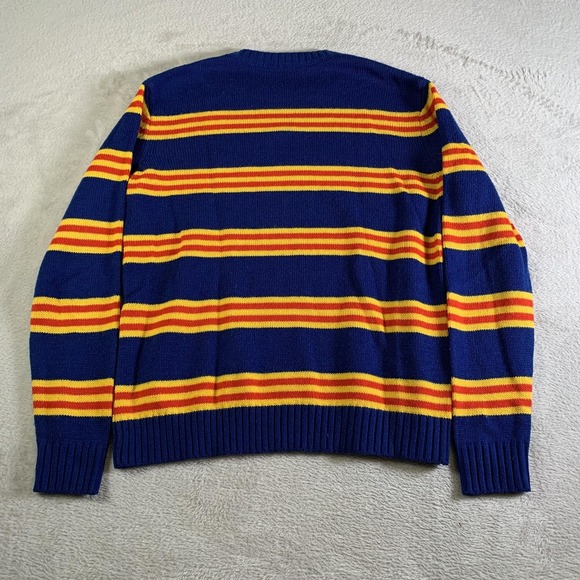 Disney Sweater Mens Small Blue Yellow Striped Donald Duck Knit Pullover Acrylic - Picture 6 of 6